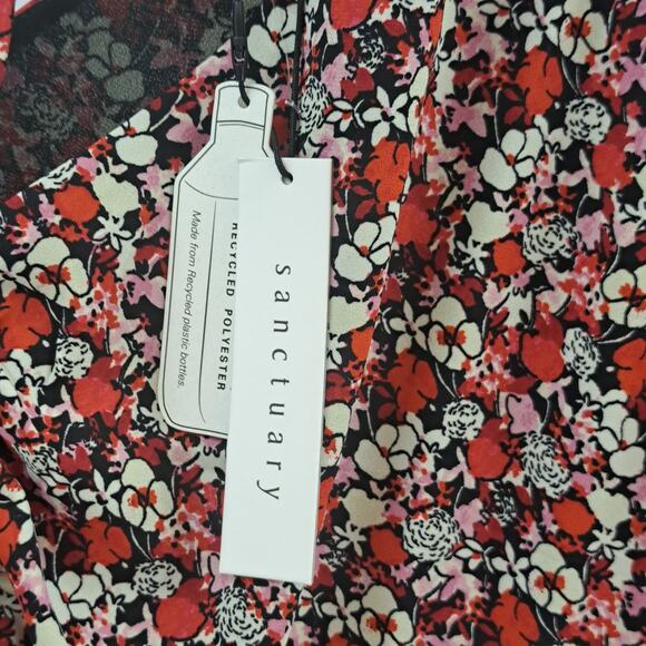 Sanctuary Dress 20W Floral Chiffon Halter Neck Long Sleeve Cutout Midi Red‎ NWT - Picture 12 of 14